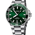 Oris Oris Aquis Date 01 733 7732 4157-07 8 21 05PEB  01 733 7732 4157-07 8 21 05PEB механические мужские часы зеленый циферблат, браслет нержавеющая сталь — вид спереди